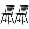 ELLEGNT 2 PCS Curved Spindle Back Windsor Chairs-Turned Legs, Dining Chairs for Living Room Black