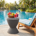ELLEGNT Adjustable Ice Bucket Bar Table-3?in?1 Patio Rattan Cooler, 8 Gallon Capacity, Gray